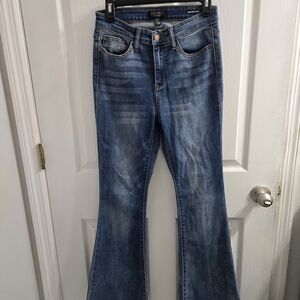 Judy Blue Trouser Flare Jeans Women’s Size 7/28 Medium Wash Stretch Denim